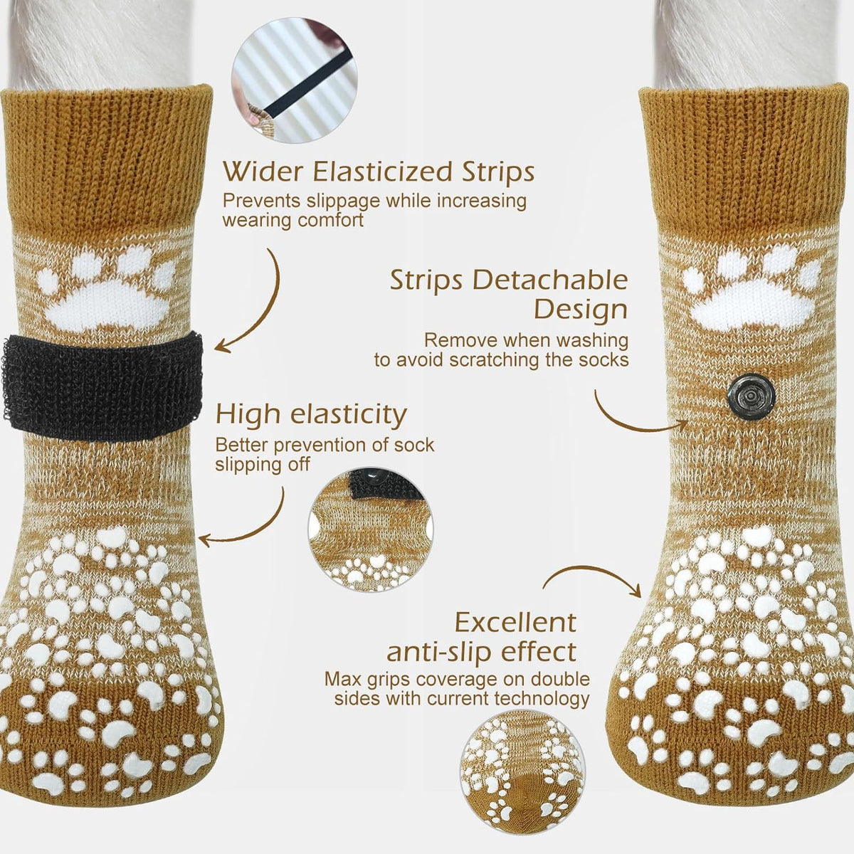 EXPAWLORER Double Side Anti-Slip Dog Socks with Adjustable Straps - 3 Pairs  Soft and Breathable Puppy Non-Slip Paw Protection, Better Traction Control  for Indoor on Wooden Floor Wear Pink and Grey Small