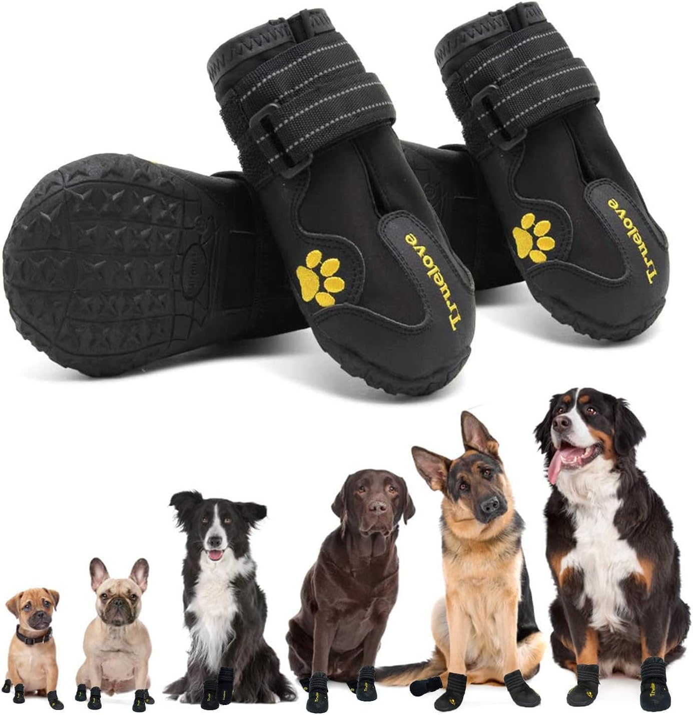Expawlorer Anti-Slip Dog Shoes - Dog Booties for Winter with Rugged Sole and Reflective Strap