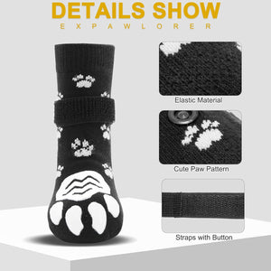 EXPAWLORER Anti Slip Dog Socks - 8Pcs