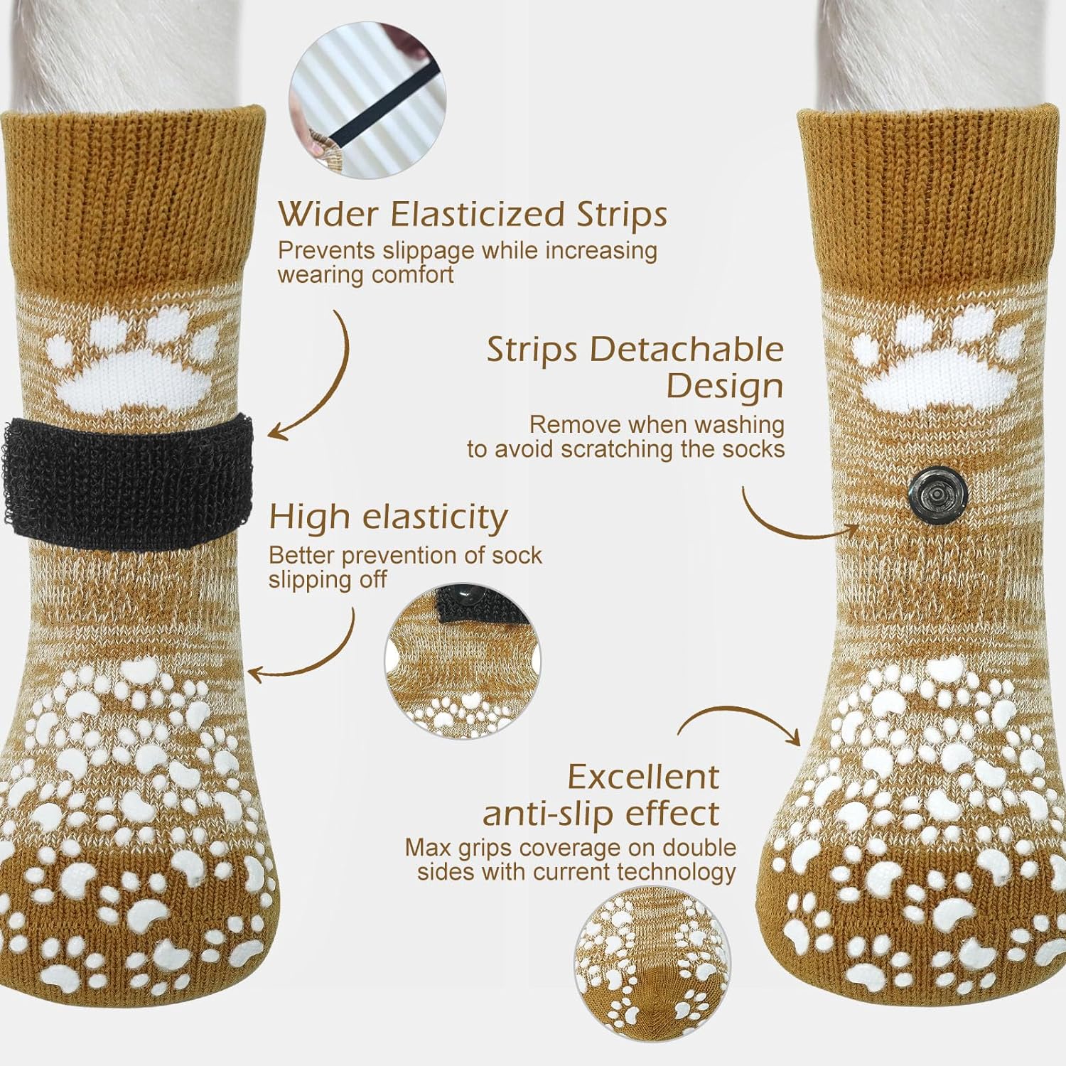 Anti-Slip Dog Socks 4 Pcs-Double Sides Grips Traction Control on Hardwood  Floor,Best Paw Protector Indoor Prevents Licking,Dog Booties for Hot