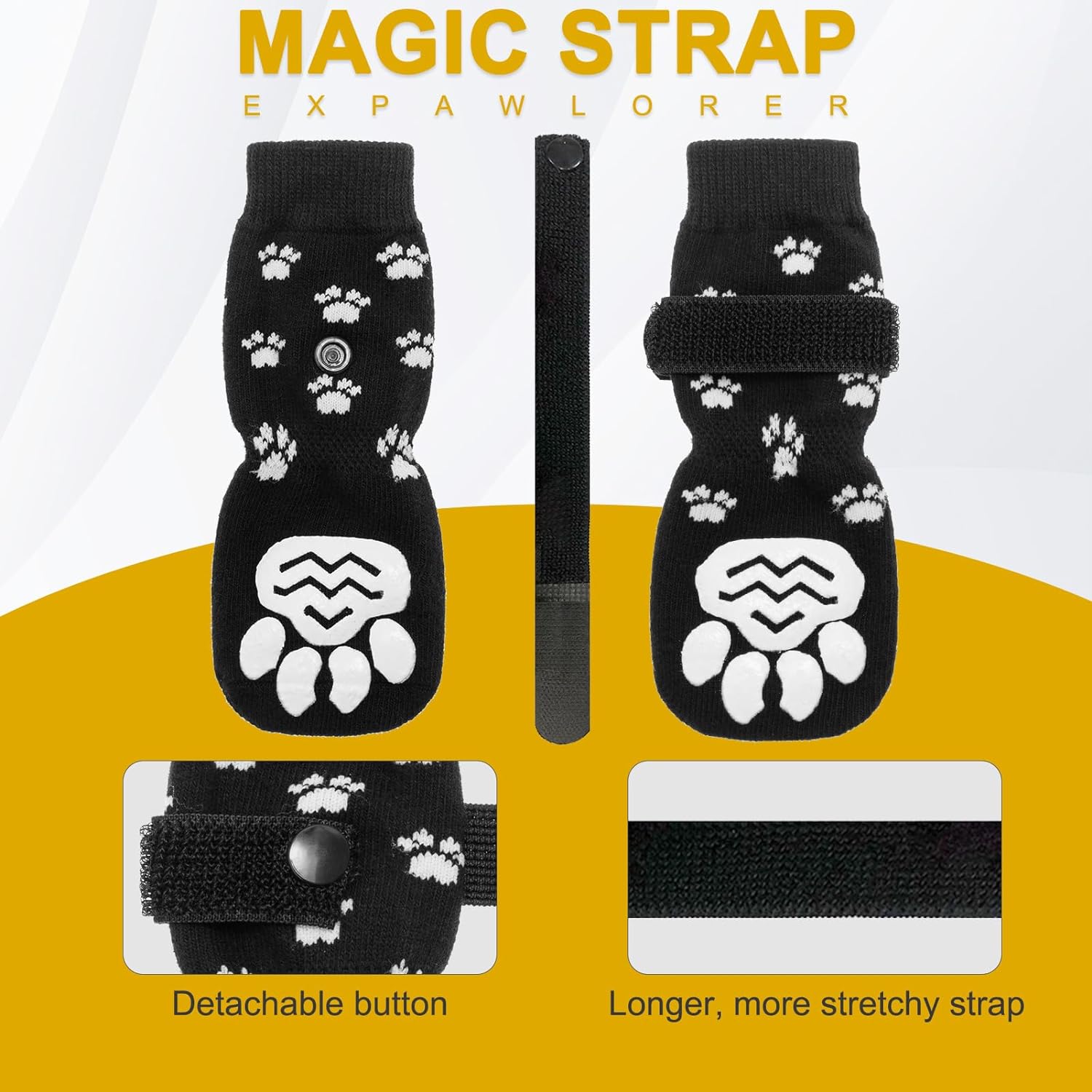 EXPAWLORER Anti Slip Dog Socks - 8Pcs