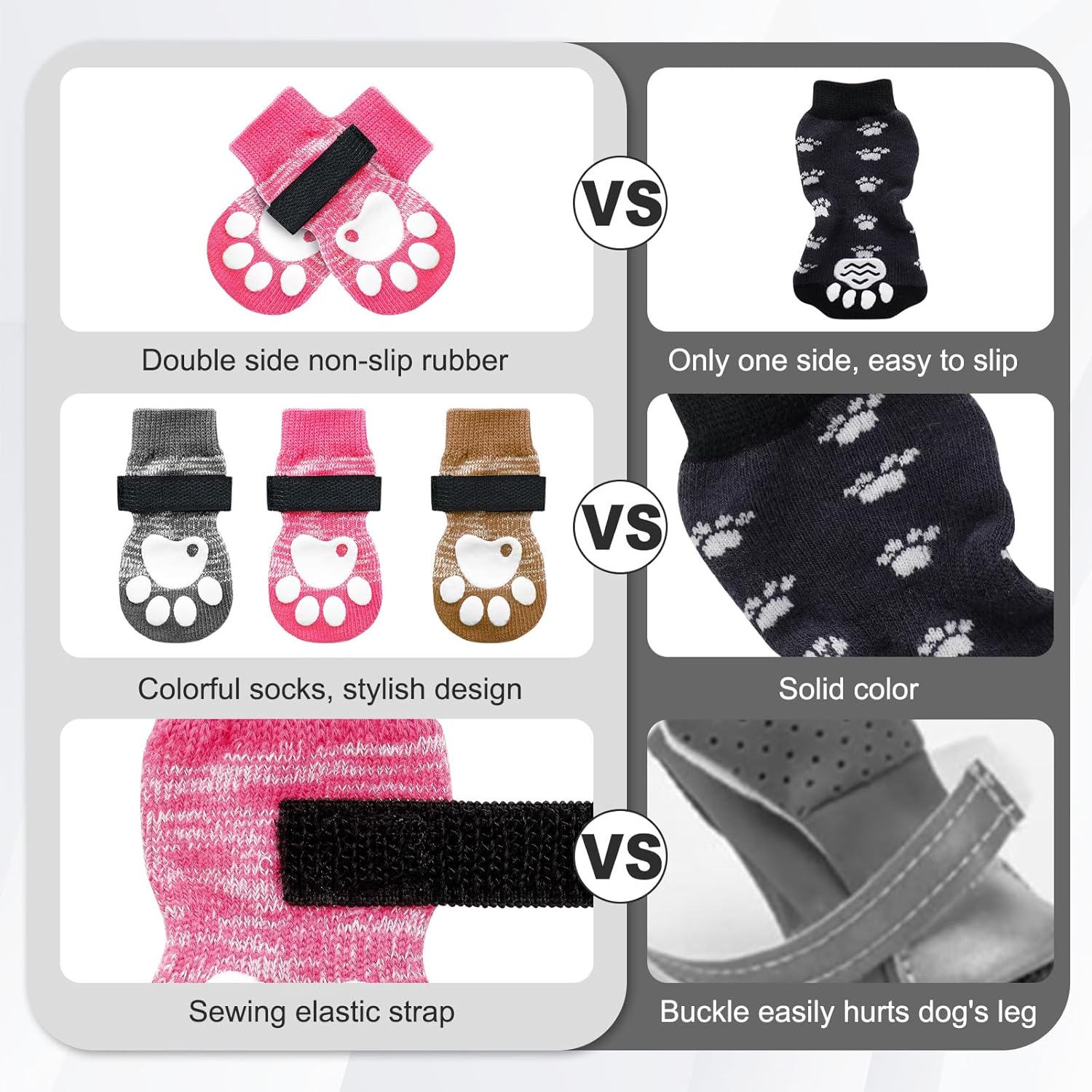 EXPAWLORER 4PCS Double Side Anti-Slip Dog Socks