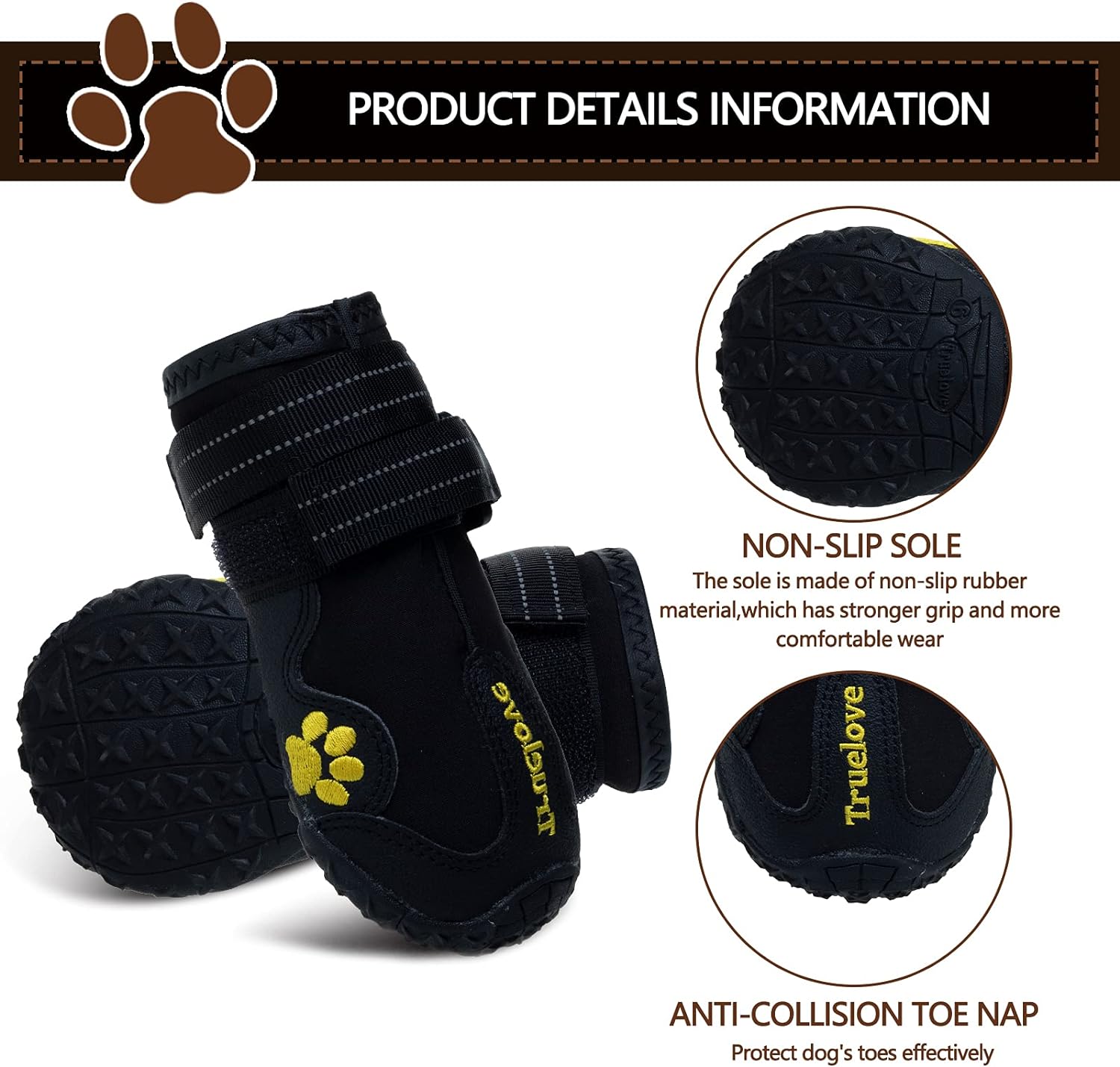 Expawlorer Anti-Slip Dog Shoes - Dog Booties for Winter with Rugged Sole and Reflective Strap