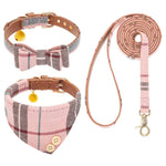 Load image into Gallery viewer, Classic Plaid Bow Tie Collar Leash Set with Bell for Puppy Cats
