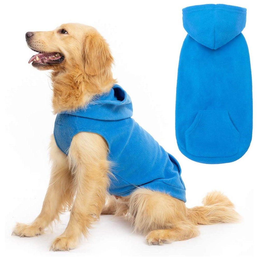 Dog Fleece Hoodies with Pocket, Cold Weather Spring Vest Sweatshirt