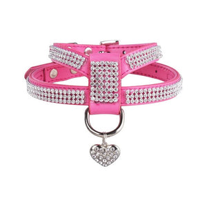 Pet Sparkly Rhinestone Vest with Heart Pendant for Puppy Cat , Pink