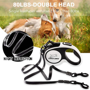 Dual Retractable Dog Leash - 16ft - 360°-80 lbs Each