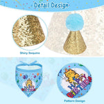 Load image into Gallery viewer, Cat Birthday Bandanna Hat Banner Set - Blue

