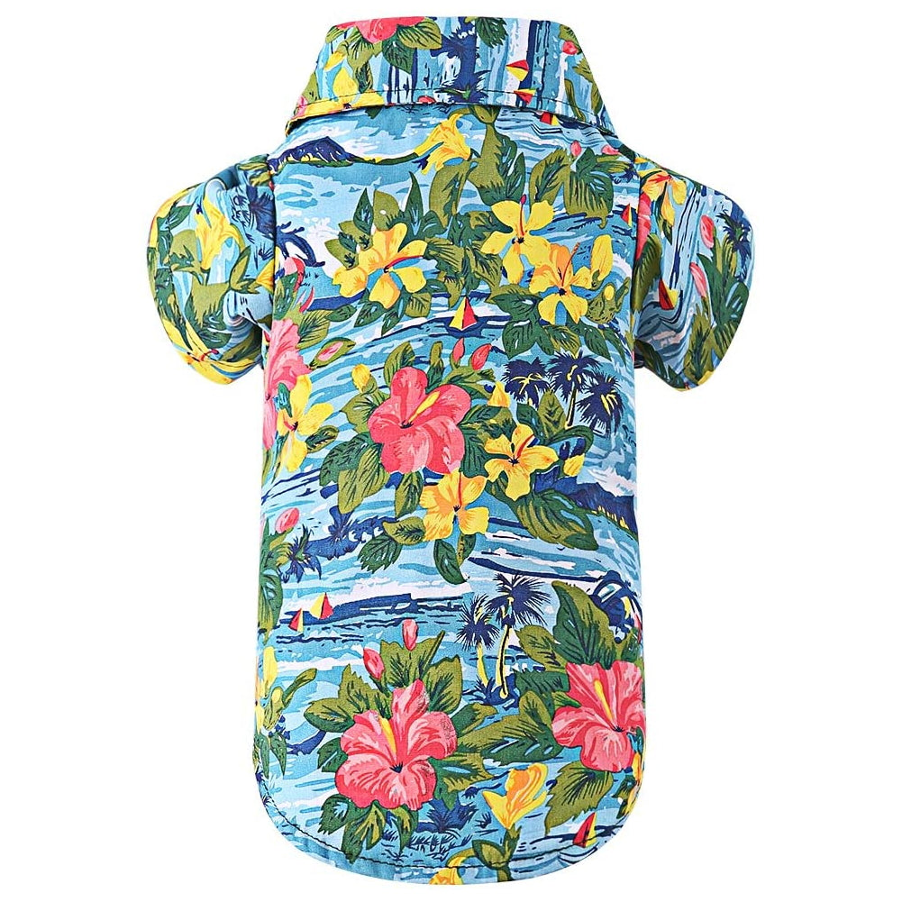 Dog Print Polo Shirt - Summer Hawaii Style for Puppy